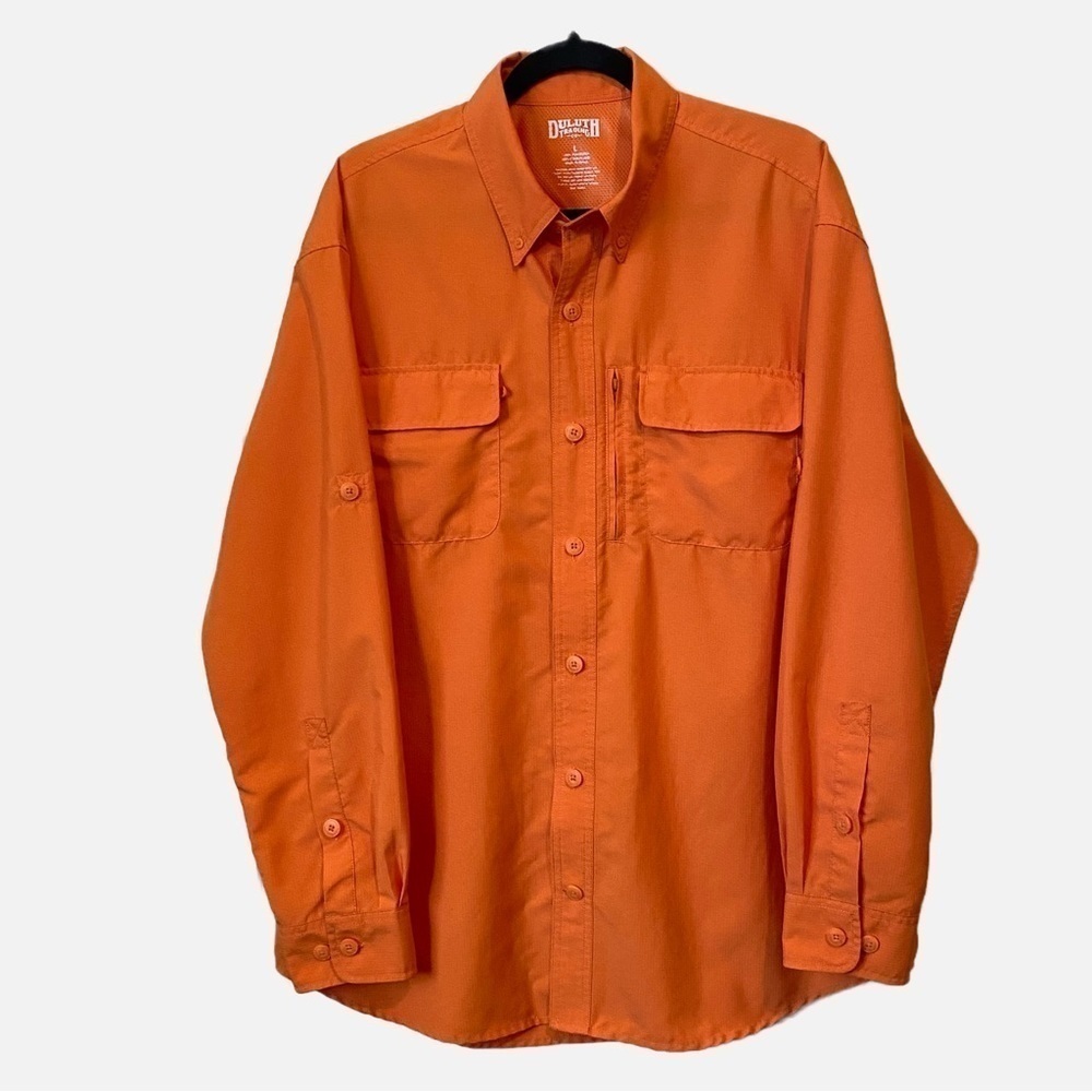 Duluth Cool Plus Men’s Fishing Shirt Roll Tab Sleeve
Burnt Orange Size Large